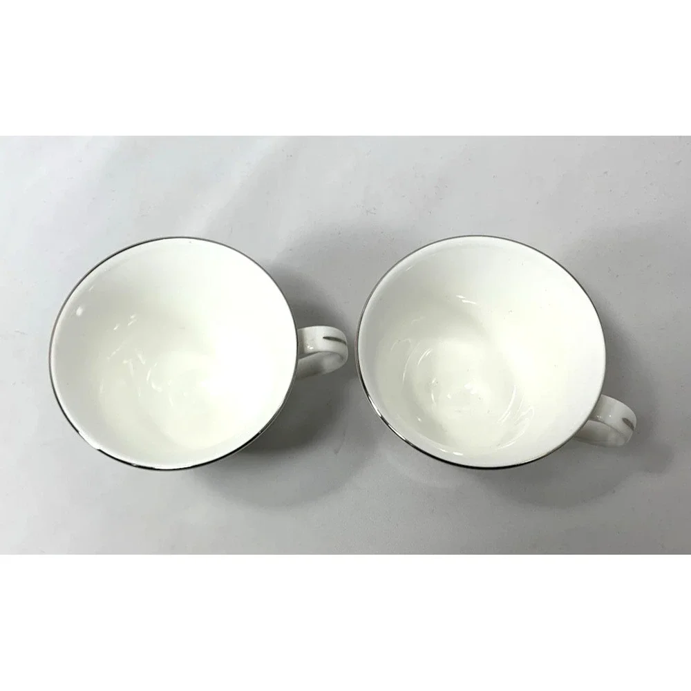 Wedgwood St. Moritz Tea Cups White - Set of 2‎ Victoria Shape Footed EUC